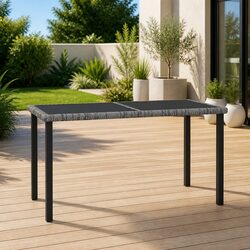 Durable Grey Garden Dining Table with Tempered Glass