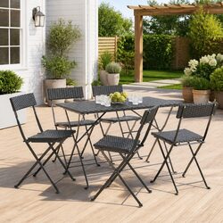 6-Piece Folding Bistro Chairs in Black for Outdoor Spaces