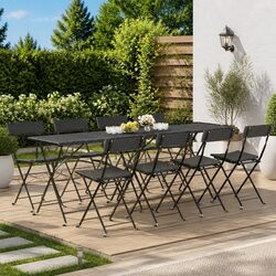 Durable Black Folding Bistro Chairs Set of 8 for Outdoors