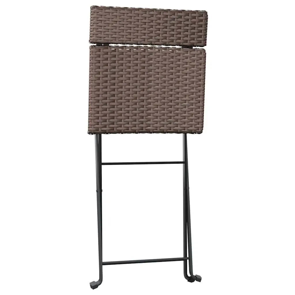 Folding Bistro Chairs Set 8 Piece PE Rattan Steel Frame Brown