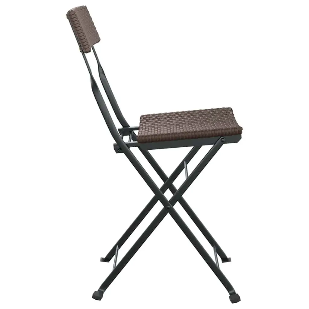 Folding Bistro Chairs Set 8 Piece PE Rattan Steel Frame Brown