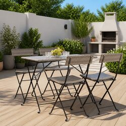 Set of 4 Grey Outdoor Folding Bistro Chairs for Garden