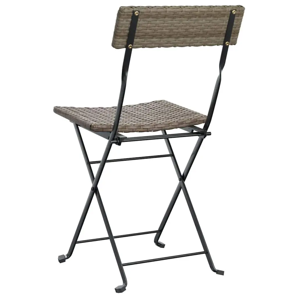Folding Bistro Chairs PE Poly Rattan Steel Frame Grey 8 Piece