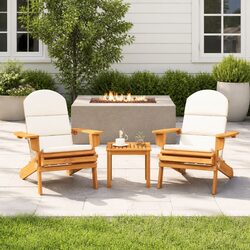 Sturdy 3 Piece Adirondack Garden Lounge Set in Brown