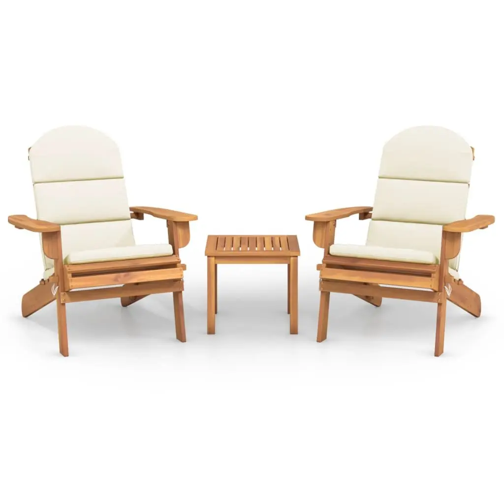 Adirondack Lounge Set Solid Acacia Wood 3 Piece Outdoor Furniture Brown