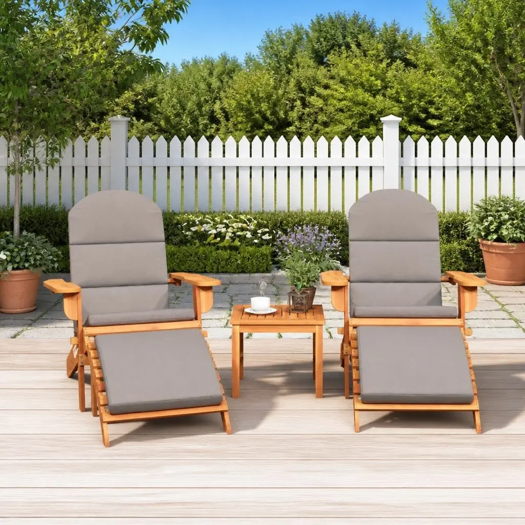 Adirondack Lounge Set Solid Acacia Wood 3 Piece Brown