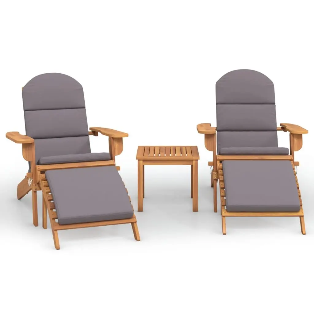 Adirondack Lounge Set Solid Acacia Wood 3 Piece Brown
