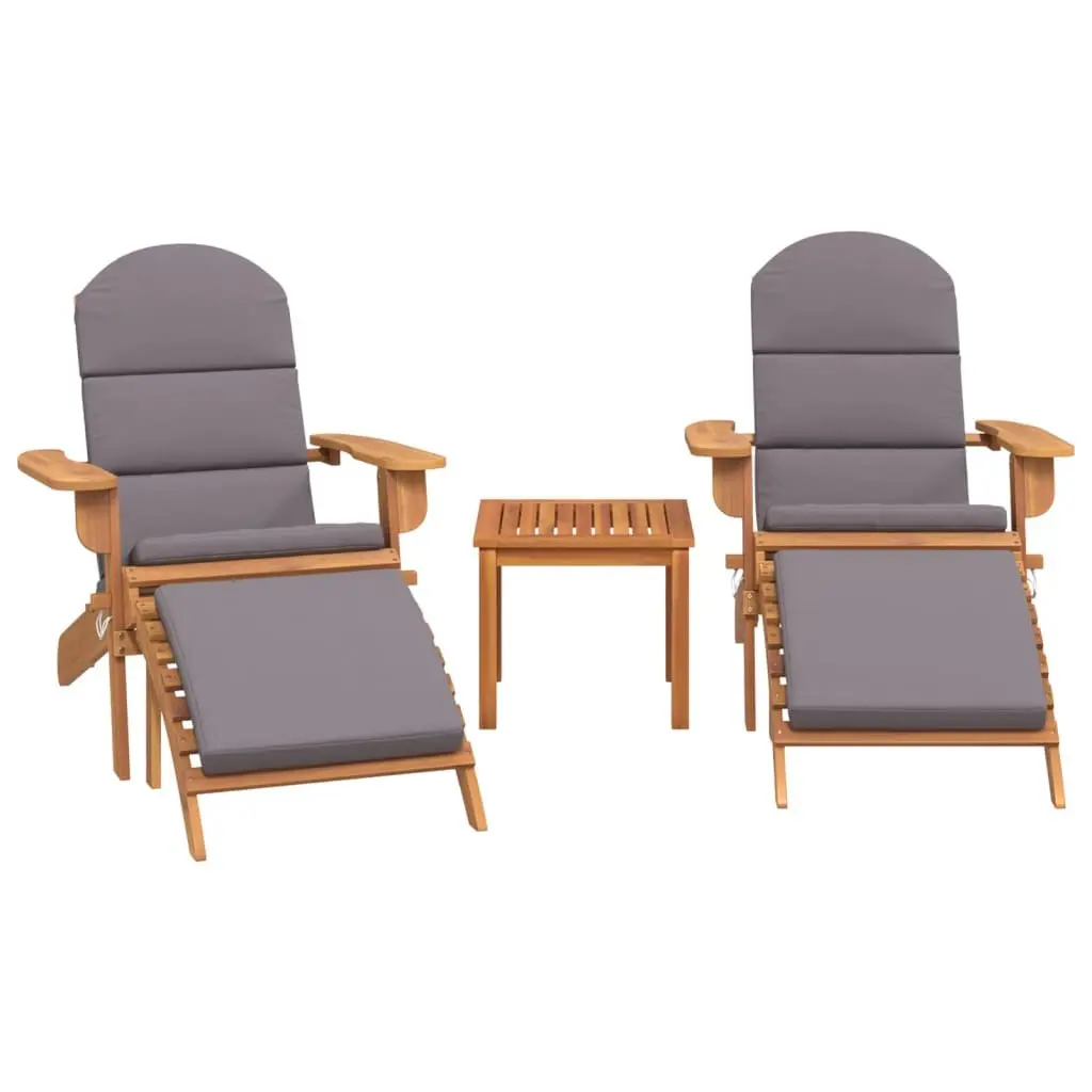 Adirondack Lounge Set Solid Acacia Wood 3 Piece Brown
