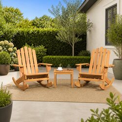 Premium 3-Piece Brown Adirondack Rocking Lounge Set