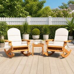 Solid Wood 3-Piece Adirondack Garden Lounge Set