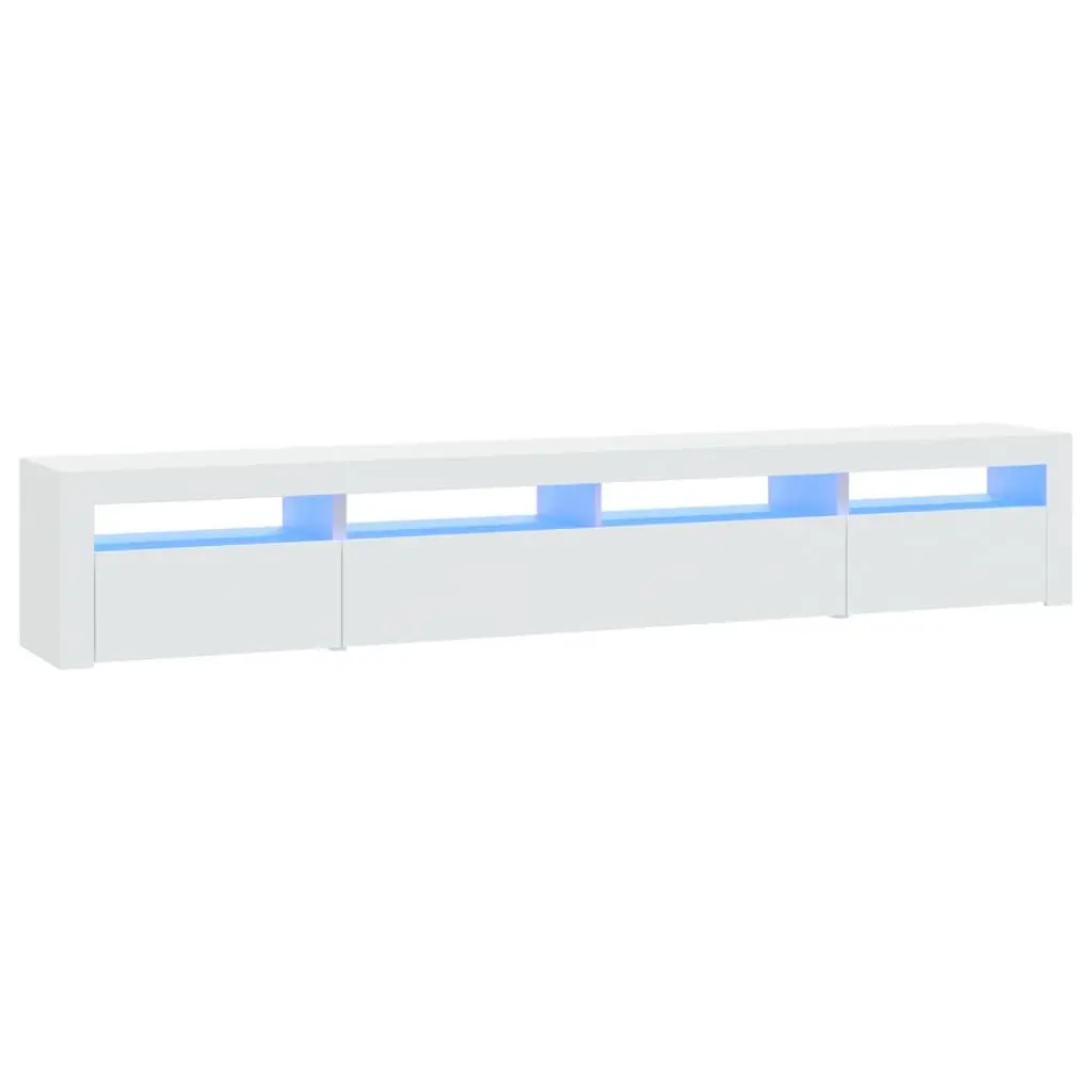 White TV Cabinet with RGB LED Lights 240cm