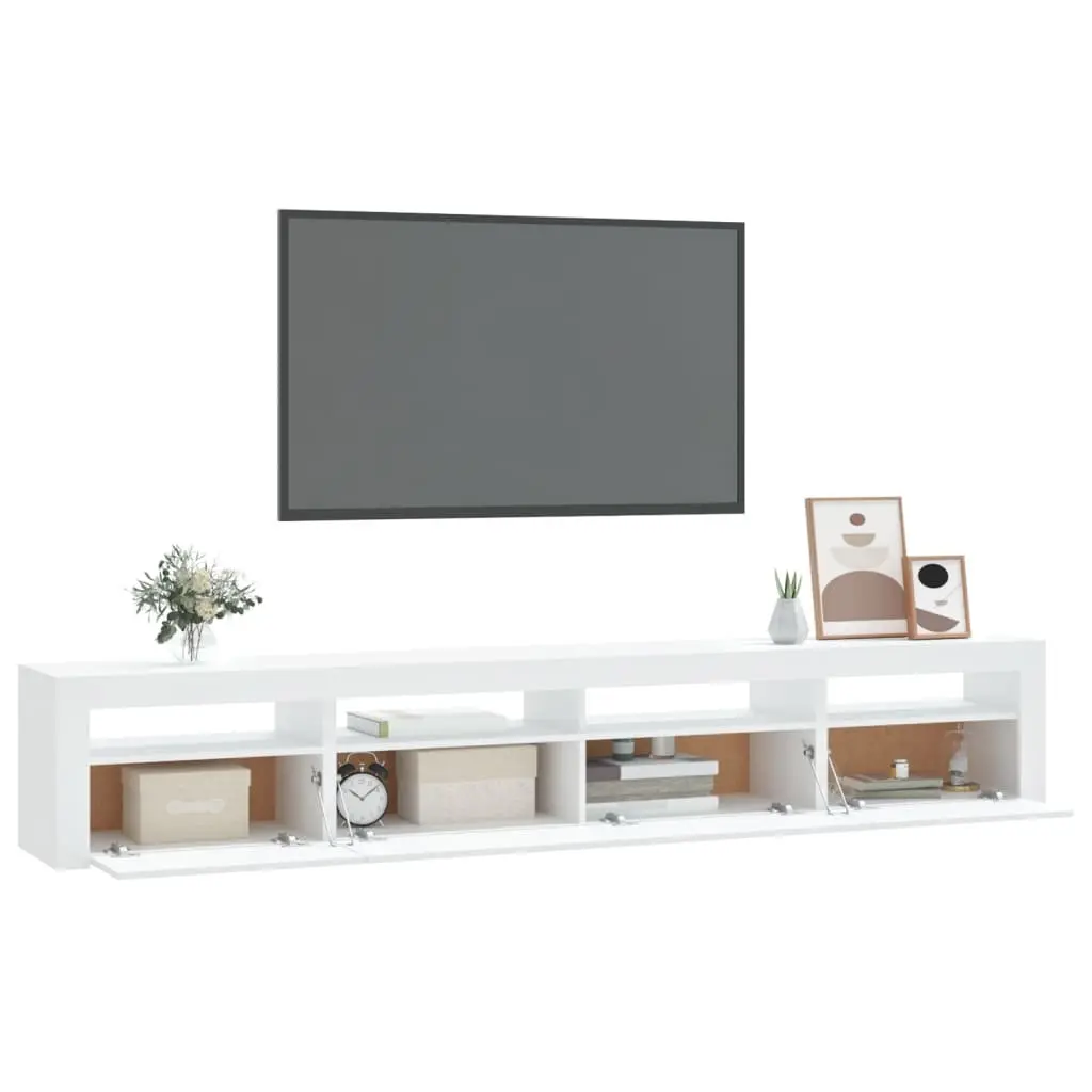 White TV Cabinet with RGB LED Lights 240cm