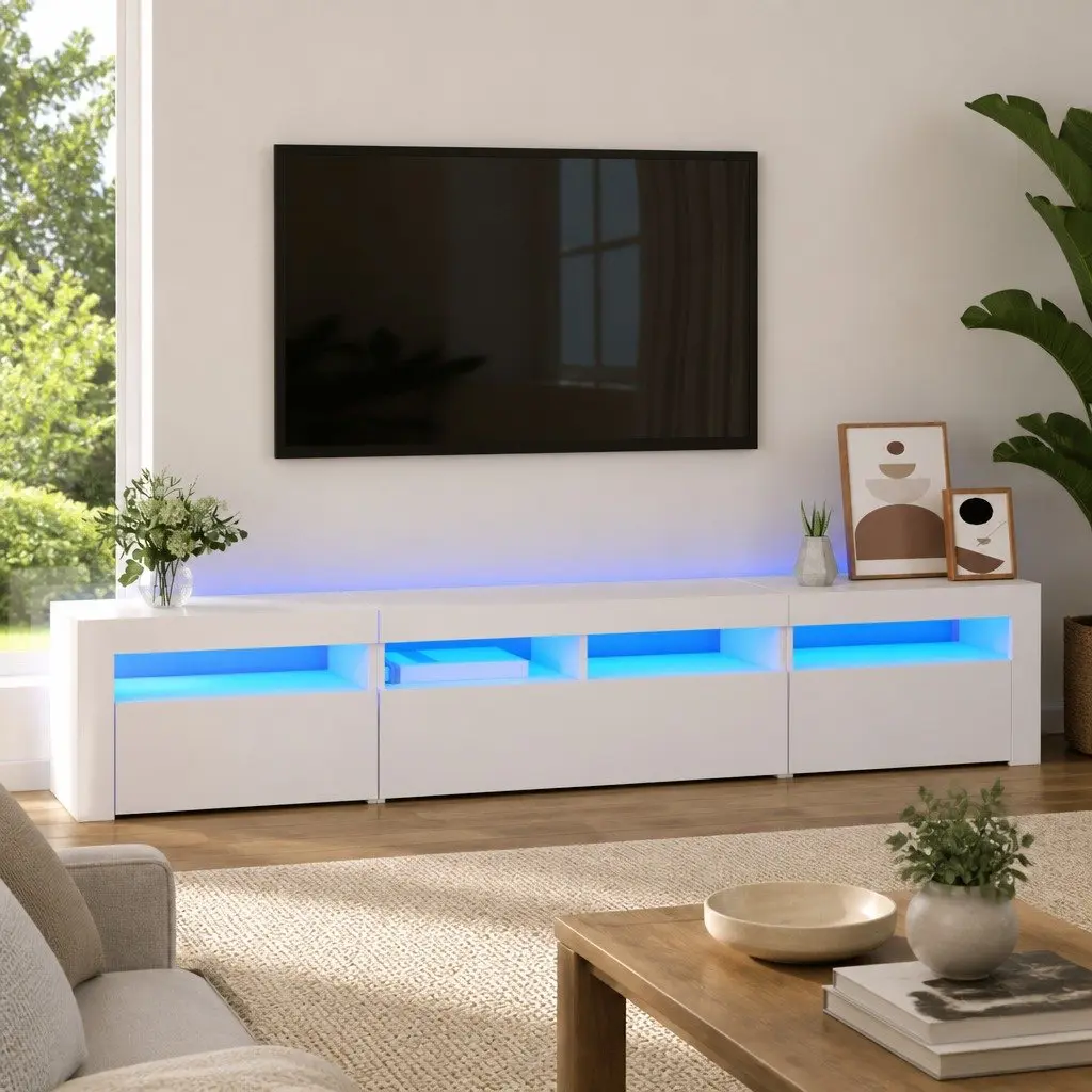 TV Cabinet Engineered Wood 210cm White