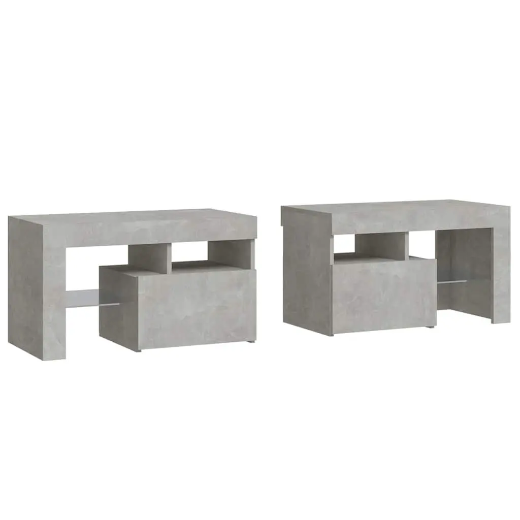 Grey Bedside Cabinets with RGB LED Lights