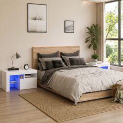 Contemporary Bedside Cabinets with RGB LED Lights