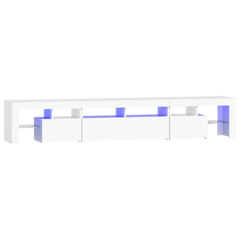 TV Cabinet Engineered Wood 230cm White RGB LED Lights