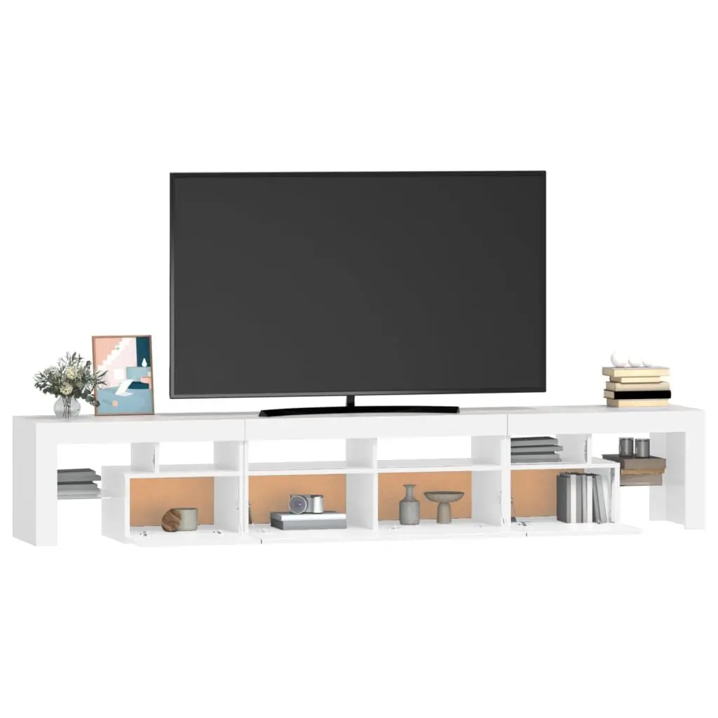 TV Cabinet Engineered Wood 230cm White RGB LED Lights