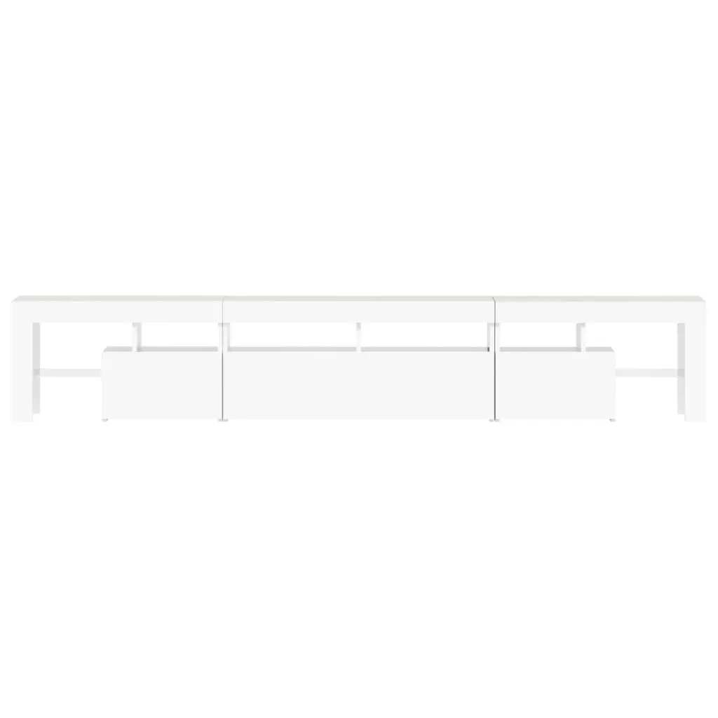 TV Cabinet Engineered Wood 230cm White RGB LED Lights
