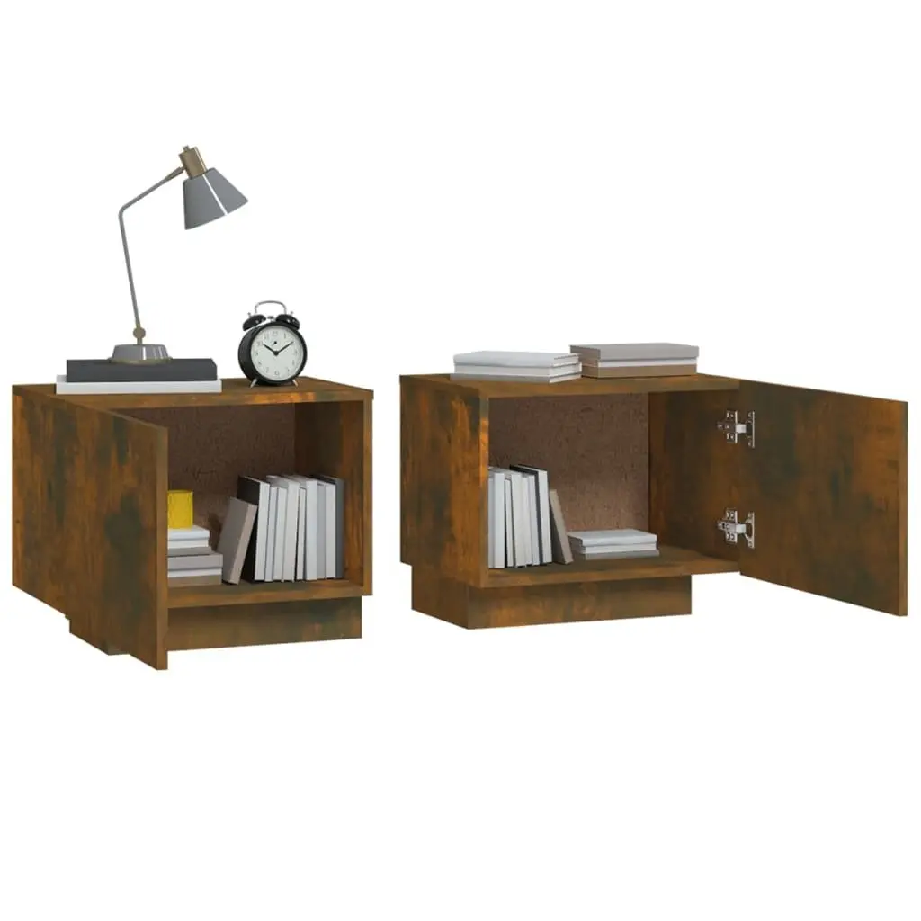 Brown Engineered Wood Nightstand with Ample Storage