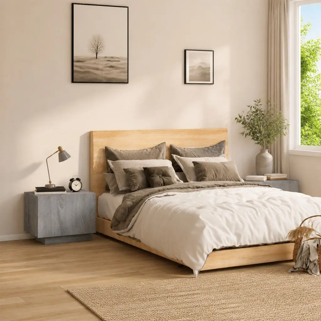 Grey Bedside Cabinet for Storage and Display