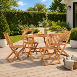 Sturdy 5 Piece Garden Dining Set in Solid Wood