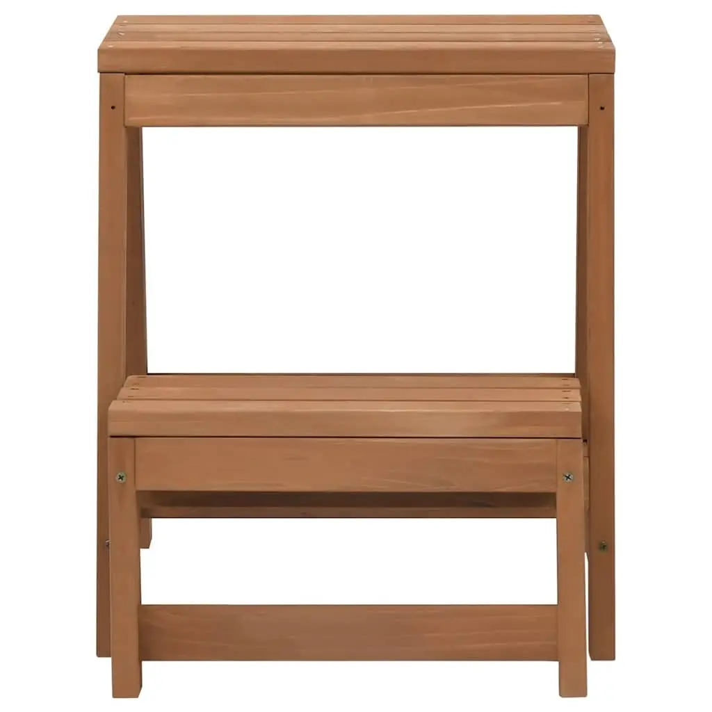 Foldable Step Stool Solid Wood Brown