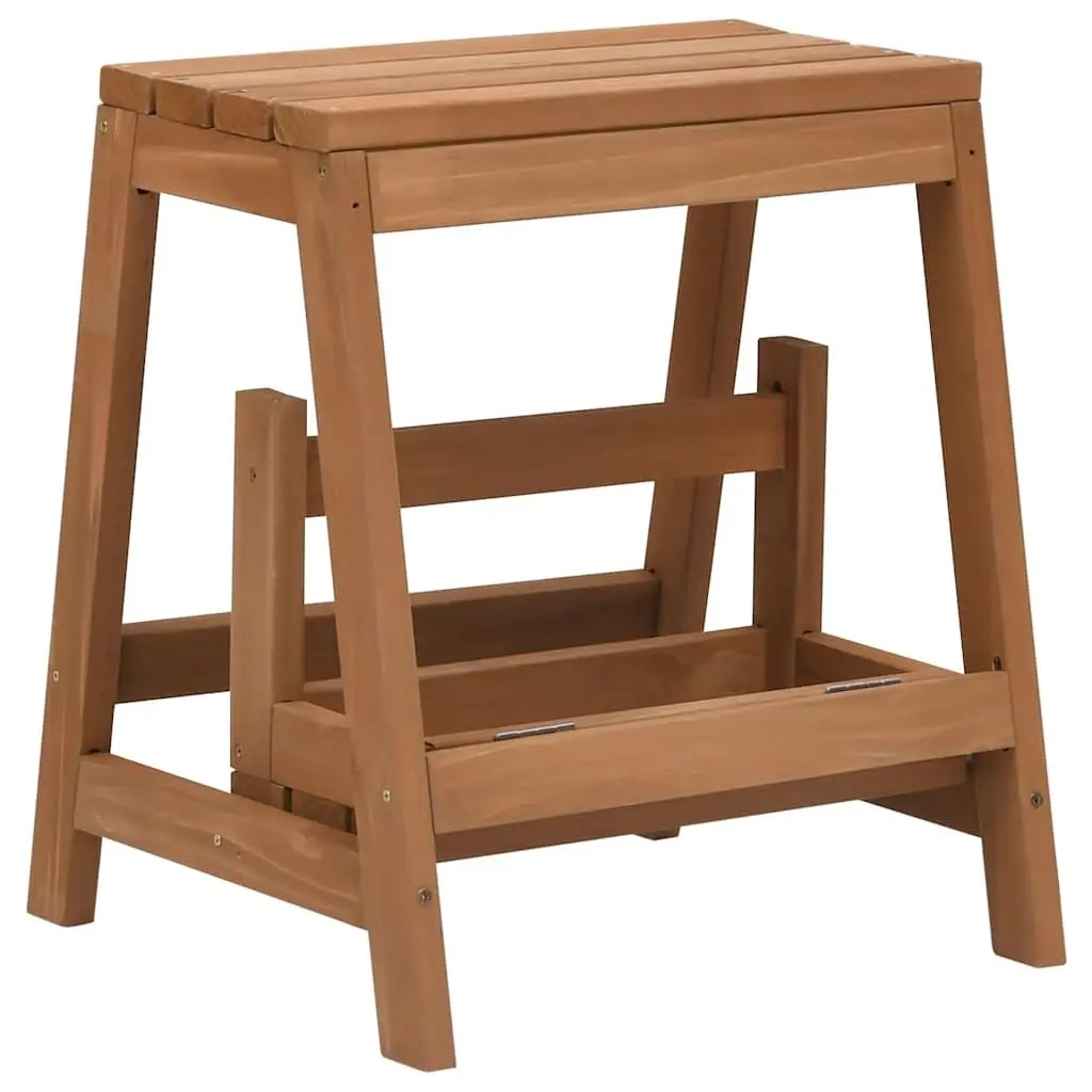 Foldable Step Stool Solid Wood Brown
