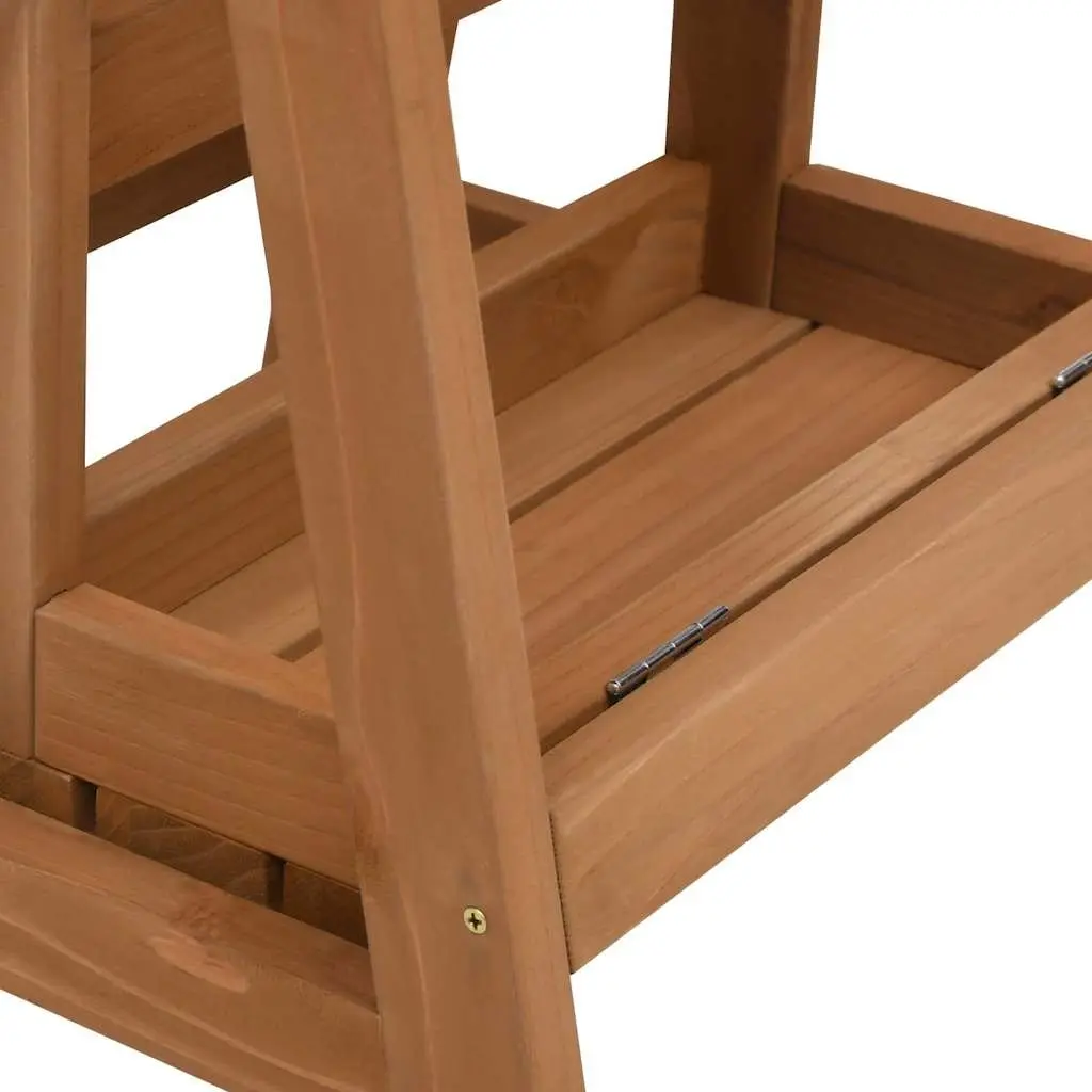 Foldable Step Stool Solid Wood Brown