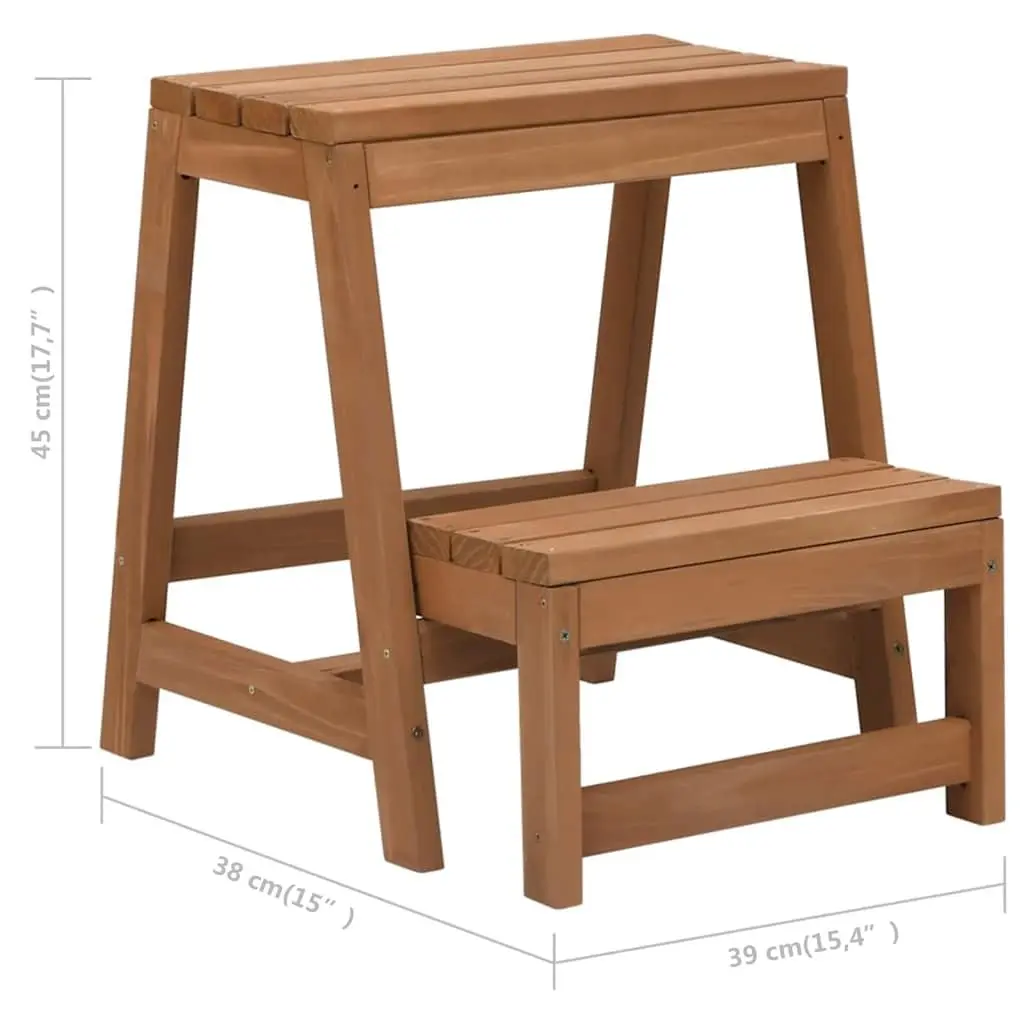 Foldable Step Stool Solid Wood Brown