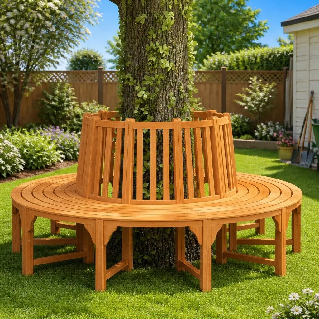 Eucalyptus Round Tree Bench for Outdoor Relaxation