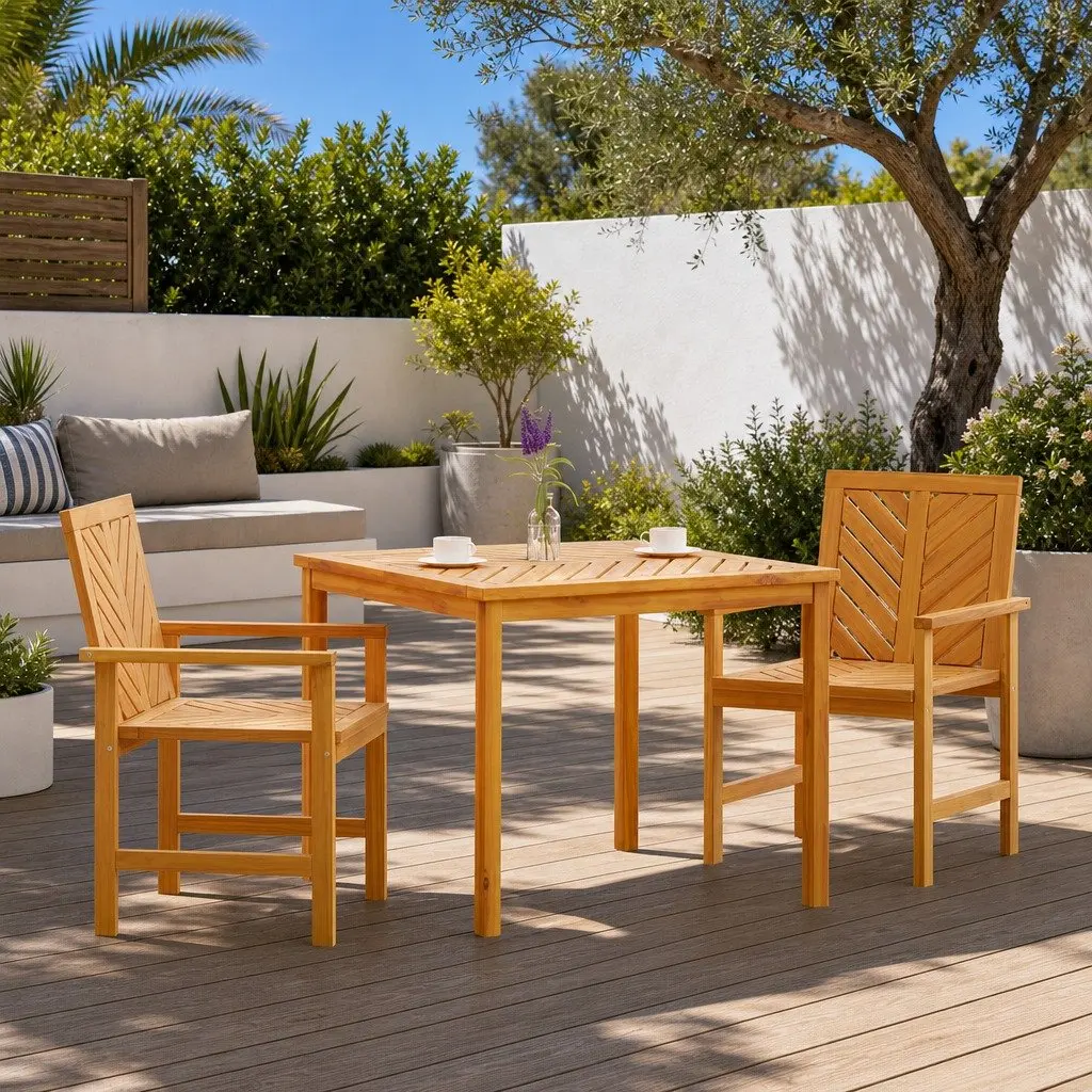 3-Piece Solid Acacia Outdoor Dining Set