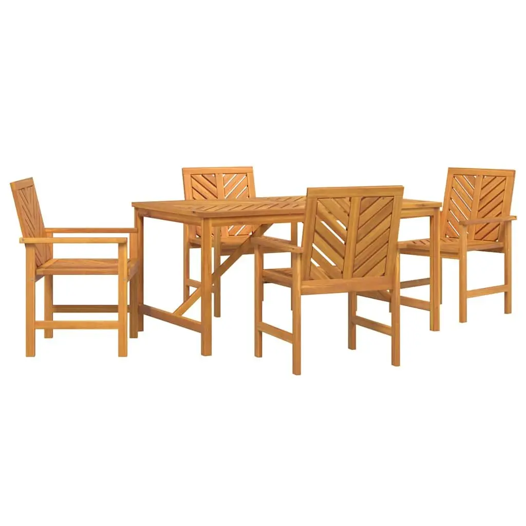 Solid Acacia Wood 5-Piece Garden Dining Set