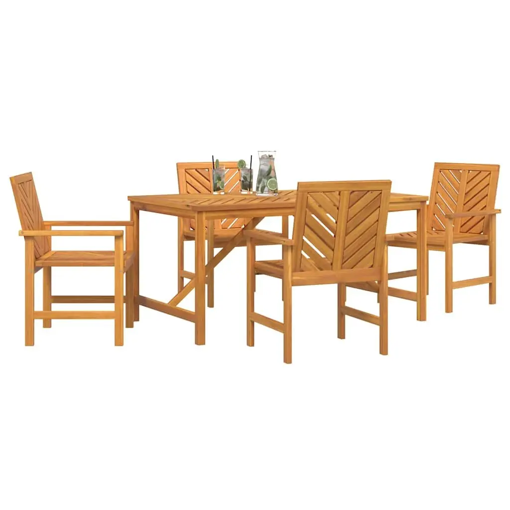 Solid Acacia Wood 5-Piece Garden Dining Set
