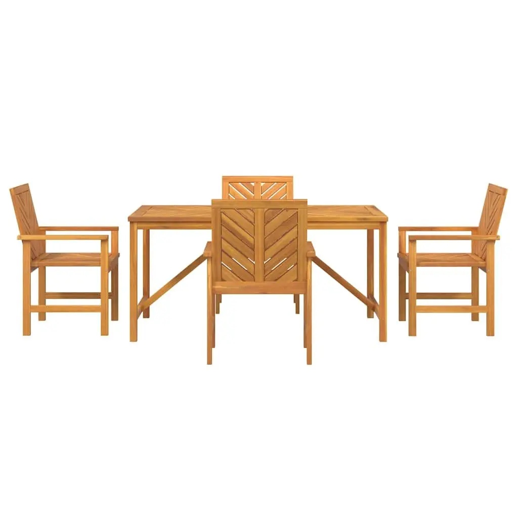 Solid Acacia Wood 5-Piece Garden Dining Set