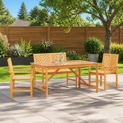 Premium Outdoor Dining Set 4 Pieces Acacia Wood Brown