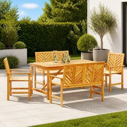 Premium 5 Piece Outdoor Acacia Wood Dining Set