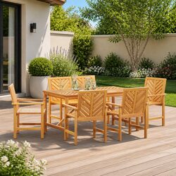 Stylish 6-Piece Brown Acacia Wood Outdoor Dining Set
