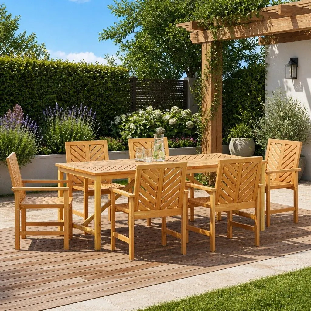Acacia Wood 7 Piece Garden Dining Set