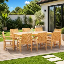 Stylish 9-Piece Garden Dining Set in Solid Acacia Wood