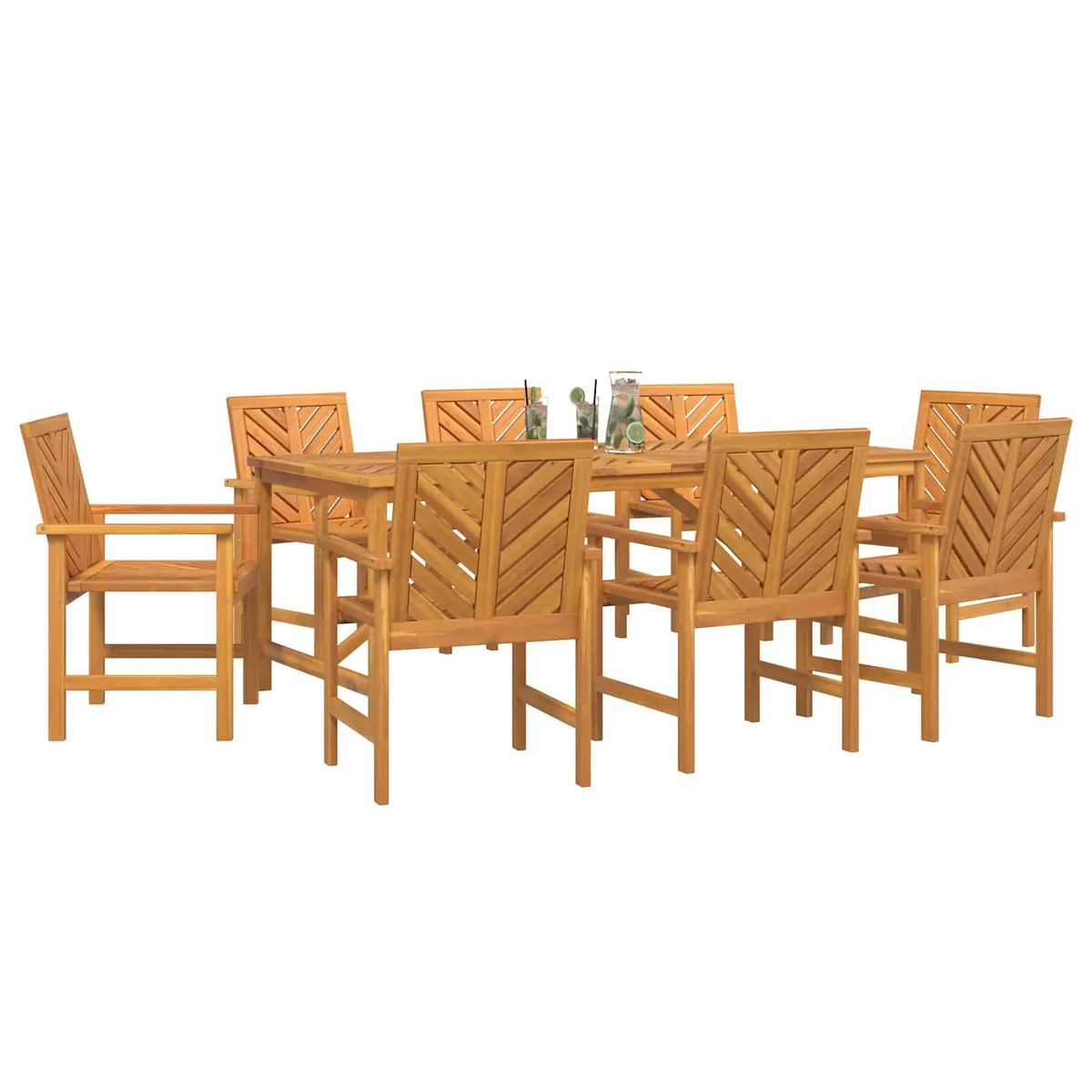 9-Piece Garden Dining Set in Solid Acacia Wood