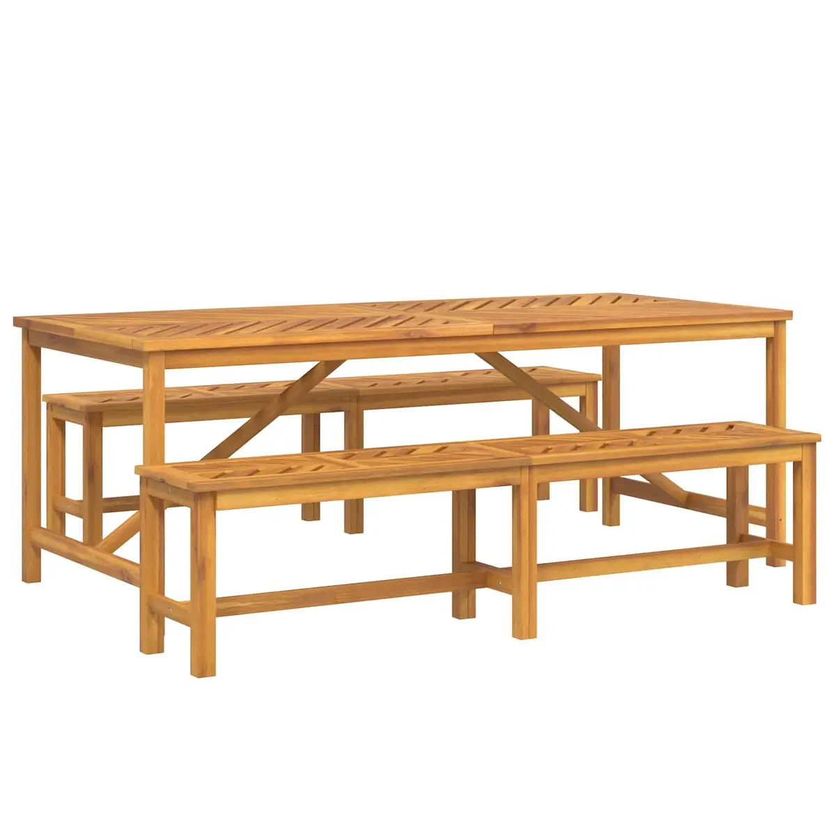 Garden Dining Set Solid Acacia Wood 3 Piece Brown Outdoor Furniture Table Chairs