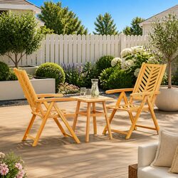 3-Piece Garden Dining Set in Brown Acacia Wood