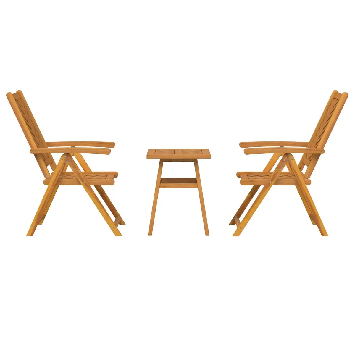 Garden Dining Set Solid Acacia Wood 3 Piece Brown Outdoor Patio Table Chairs