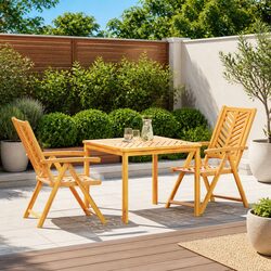Sturdy 3-Piece Garden Dining Set in Solid Acacia Wood