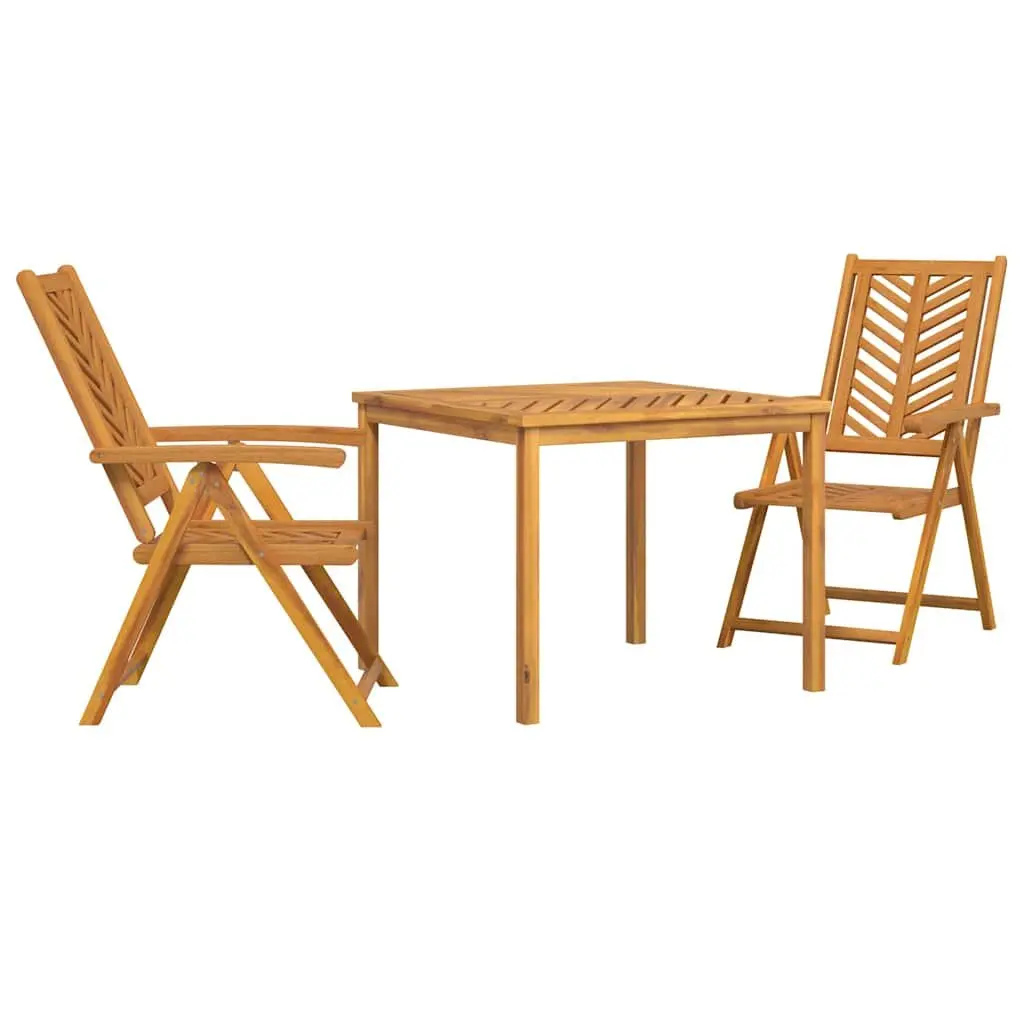 3-Piece Garden Dining Set in Solid Acacia Wood