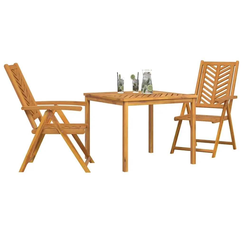 3-Piece Garden Dining Set in Solid Acacia Wood