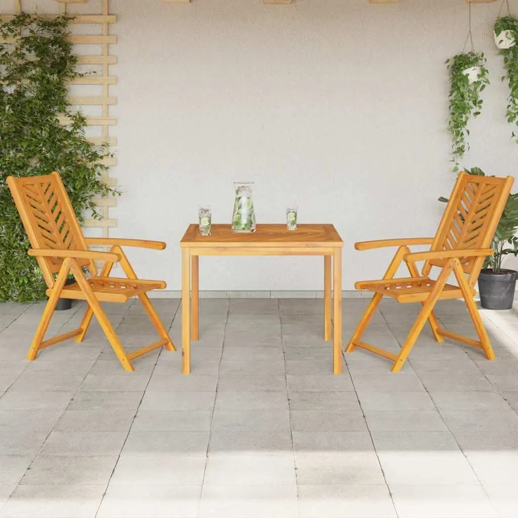 3-Piece Garden Dining Set in Solid Acacia Wood