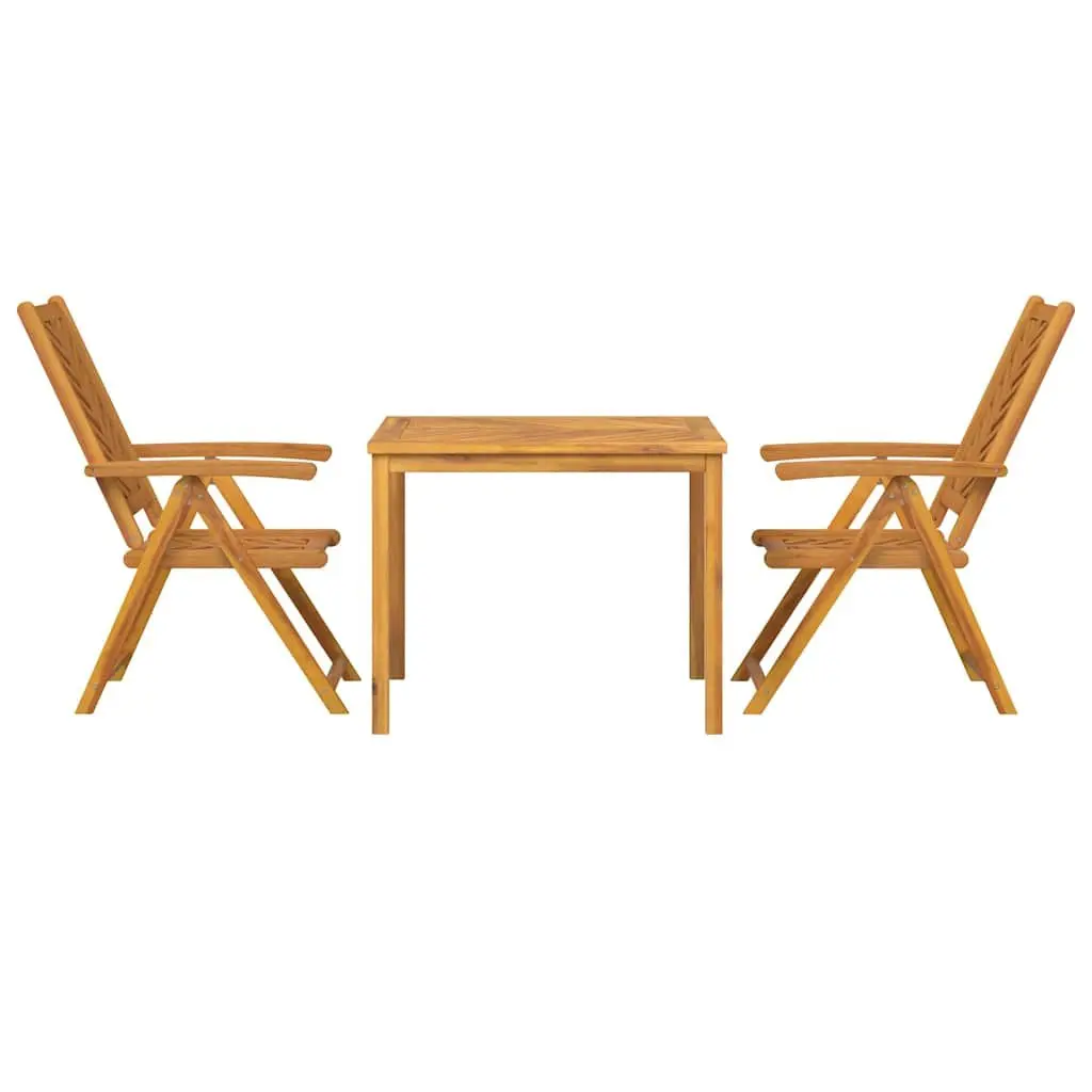 3-Piece Garden Dining Set in Solid Acacia Wood