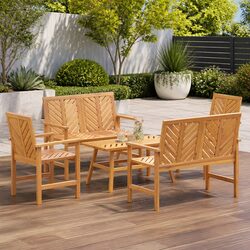 5-Piece Outdoor Lounge Set in Solid Acacia Wood