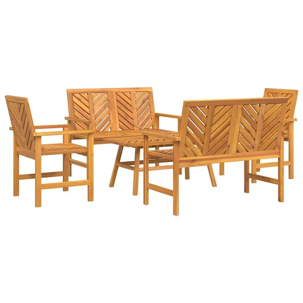 Garden Lounge Set Solid Acacia Wood 5 Pieces Brown